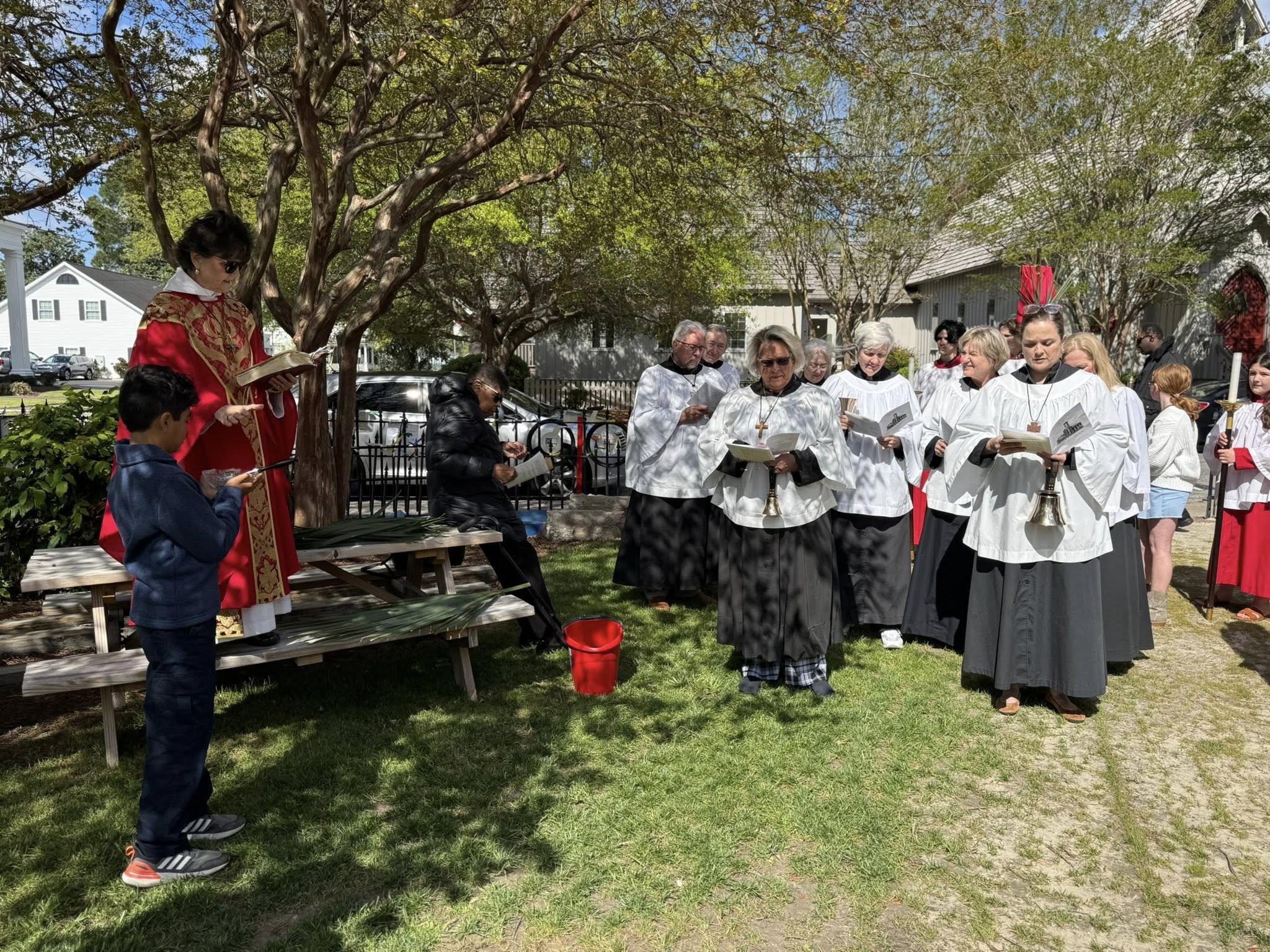 Parish choir singing outdoors